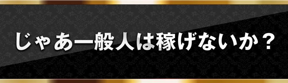 じゃあ一般人は稼げないか？